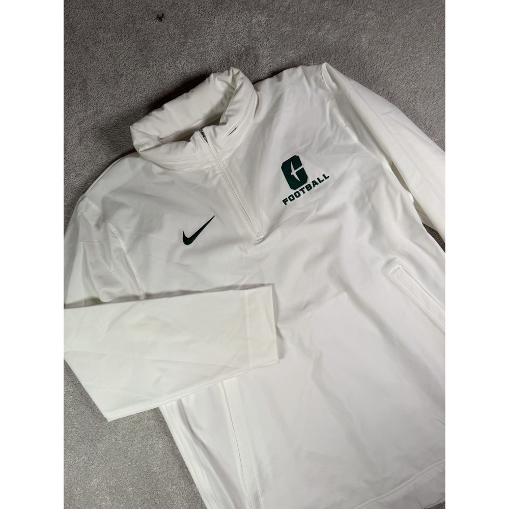 Nike Charlotte 49ers Football Mens L White 1/4 Zip Sideline Pullover Hooded